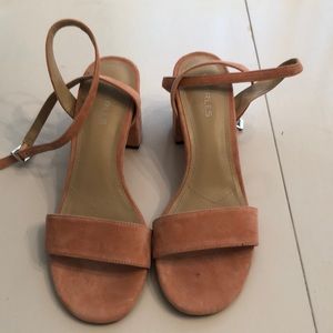 Charles by Charles David Pink Suede Chunk Heels